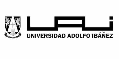 Logo rectangular de fondo blanco donde se lee la sigla UAI en color negro, bajo ellas aparece UNIVERSIDAD ADOLFO IBÁÑEZ, junto a un escudo a la izquierda.